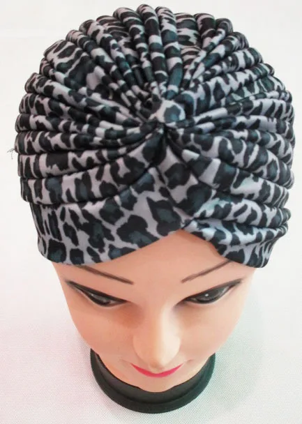 Женская растягивающаяся шляпка тюрбан с леопардовым принтом в индийском стиле