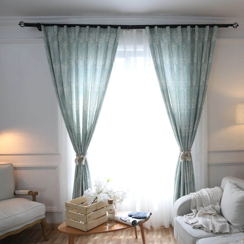 Шторы с Мятным принтом в европейском и американском стиле для гостиной занавески