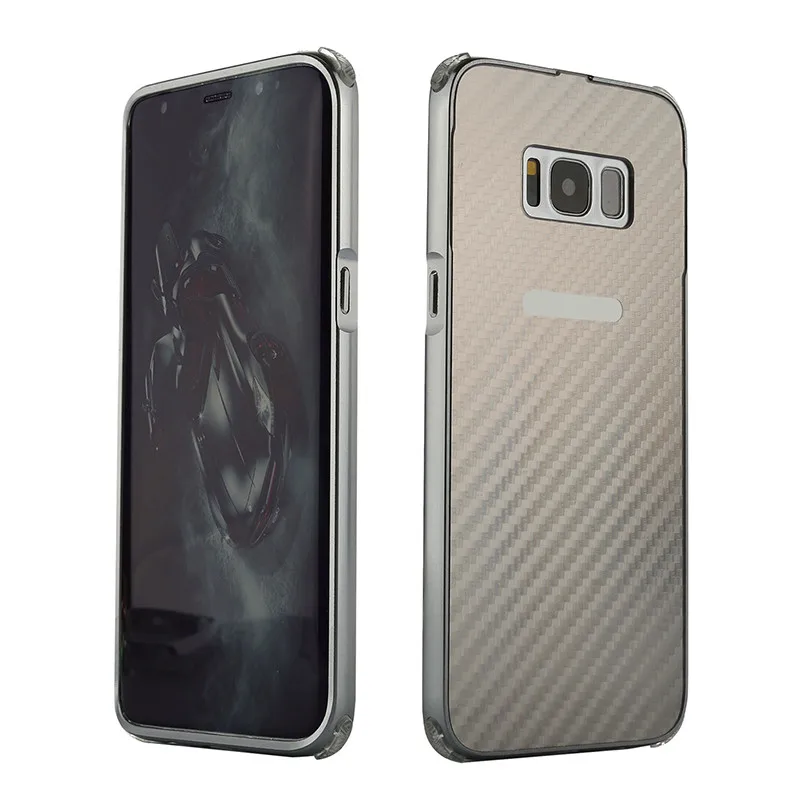 For Samsung S 8 S8 Case Metal Frame with Carbon Fiber Hard Cover for Galaxy G950 G9500 Shockproof |