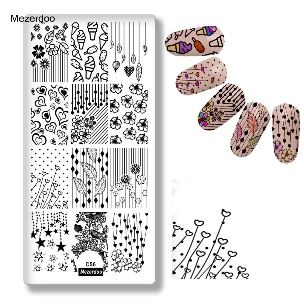 Пластина для ногтей штамп цветочный Лак штамповочный шаблон прямоугольный