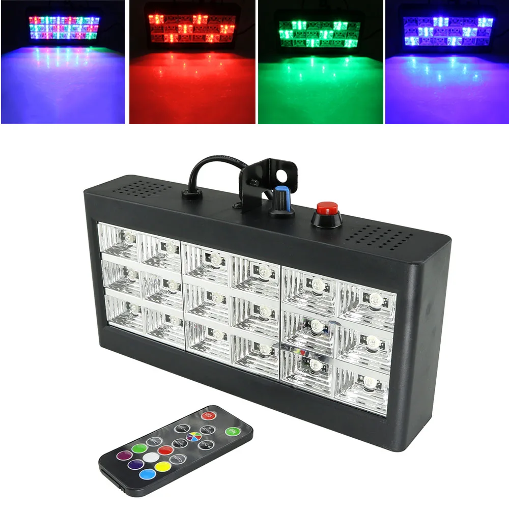 18 светодиодный стробоскоп для сценического освещения светильник ing Effect RGB звук пульт дистанционного управления для диско DJ Бар Праздник Вечеринка Рождество вспышка звук активный светильник