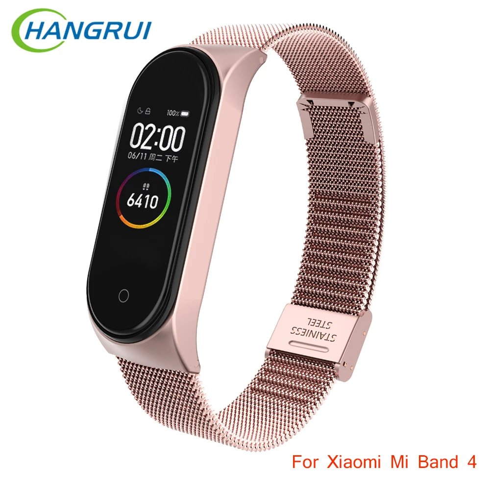 HANGRUI mi Band 4 ремешок металлический mi lanese из нержавеющей стали для Xiaomi mi Band 4 Global NFC Ремешок Браслет mi Band 4 с инструментом