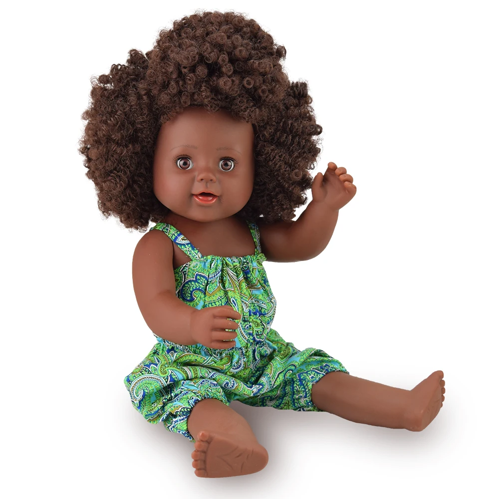 

YARD 17inch 40cm Black Baby Dolls African Reborn Doll boneca Rapunzel Silicone Toys Girls Lalka Gift Children brinquedo menina