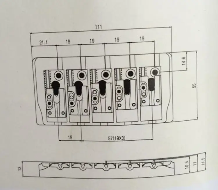 5-бас мост BB 405 w/Блокировка цинка седла двойной нагрузки 19 мм Sung снасти-il Произведено в Корее
