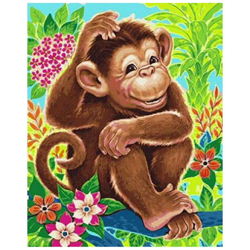 

Full Square/Round Drill 5D DIY Diamond Painting "Animal monkey" Embroidery Cross Stitch Mosaic Home Decor Gift
