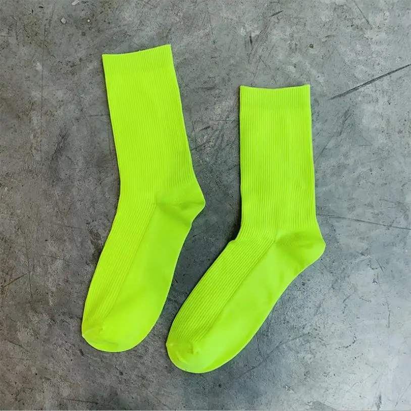 yellow 6 цветов, носки в стиле Харадзюку в стиле хип-хоп для девочек модные яркие неоновые носки для мужчин и женщин флуоресцентные носки унисекс ярких цветов - Цвет: yellow