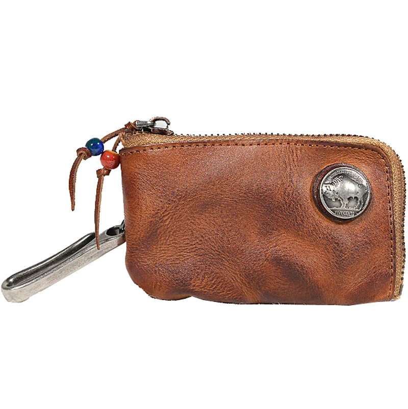 Винтажный оригинальный мужской держатель для ключей из 100% натуральной кожи