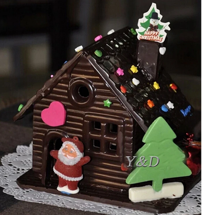 10 шт./лот 3D формы для шоколадных домиков рождественского фестиваля украшения