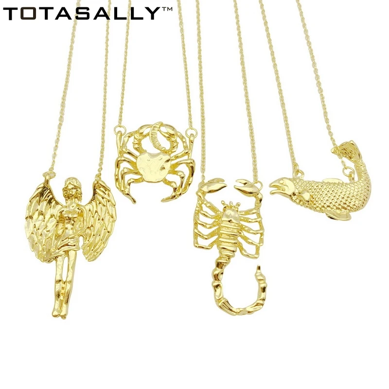 

TOTASALLY Brand New Fashion vintage desinged 12 signs of the Zodiac Pendants Necklaces For Women Collar Jewelry Gift Bijoux
