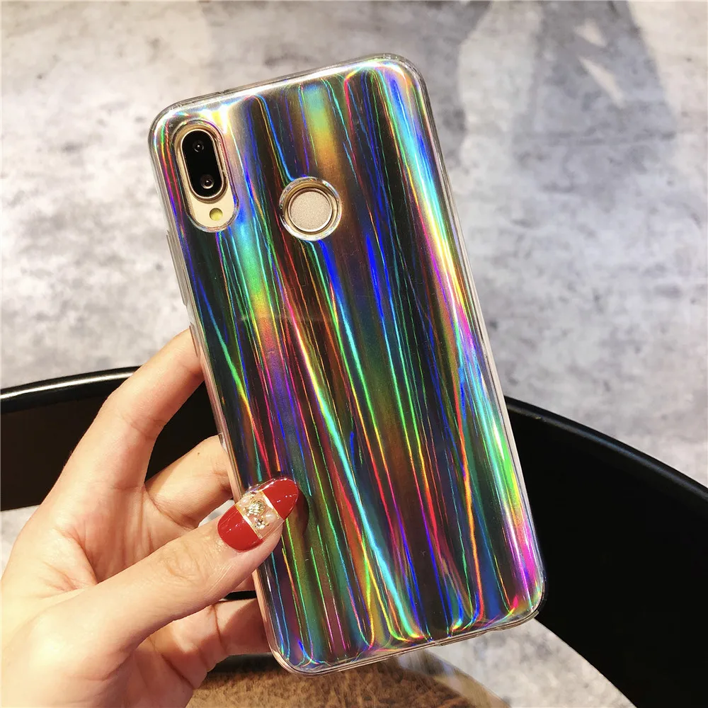 Чехол для Huawei Honor V9 V10 Aurora градиентный цвет сияющий мягкий силиконовый PhoneCase Y5 Y6 Y9
