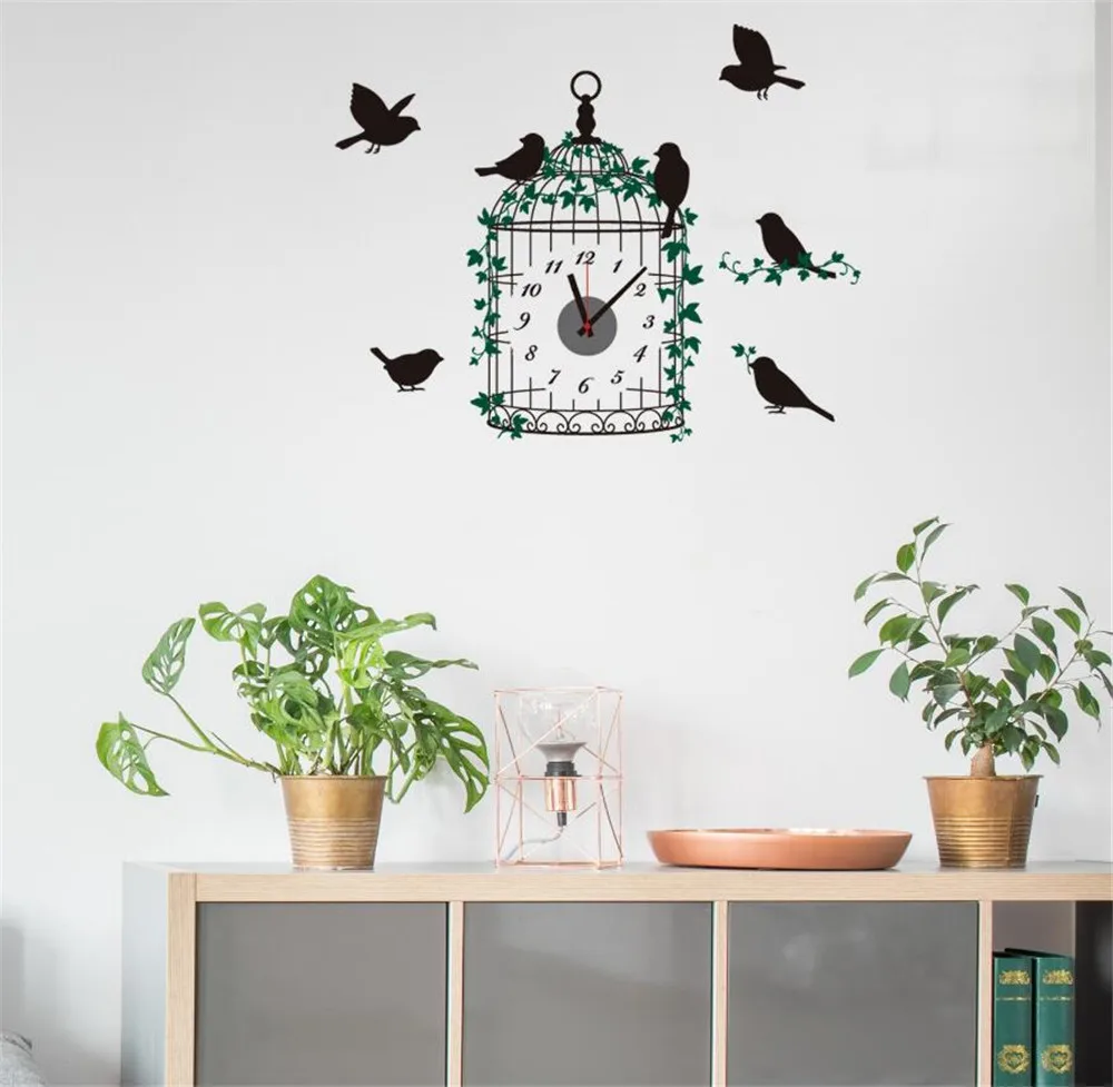 Birdcage Wall Clock Silent Children Living Room Bedroom Hanging Clocks Home Decoration A2177c | Дом и сад