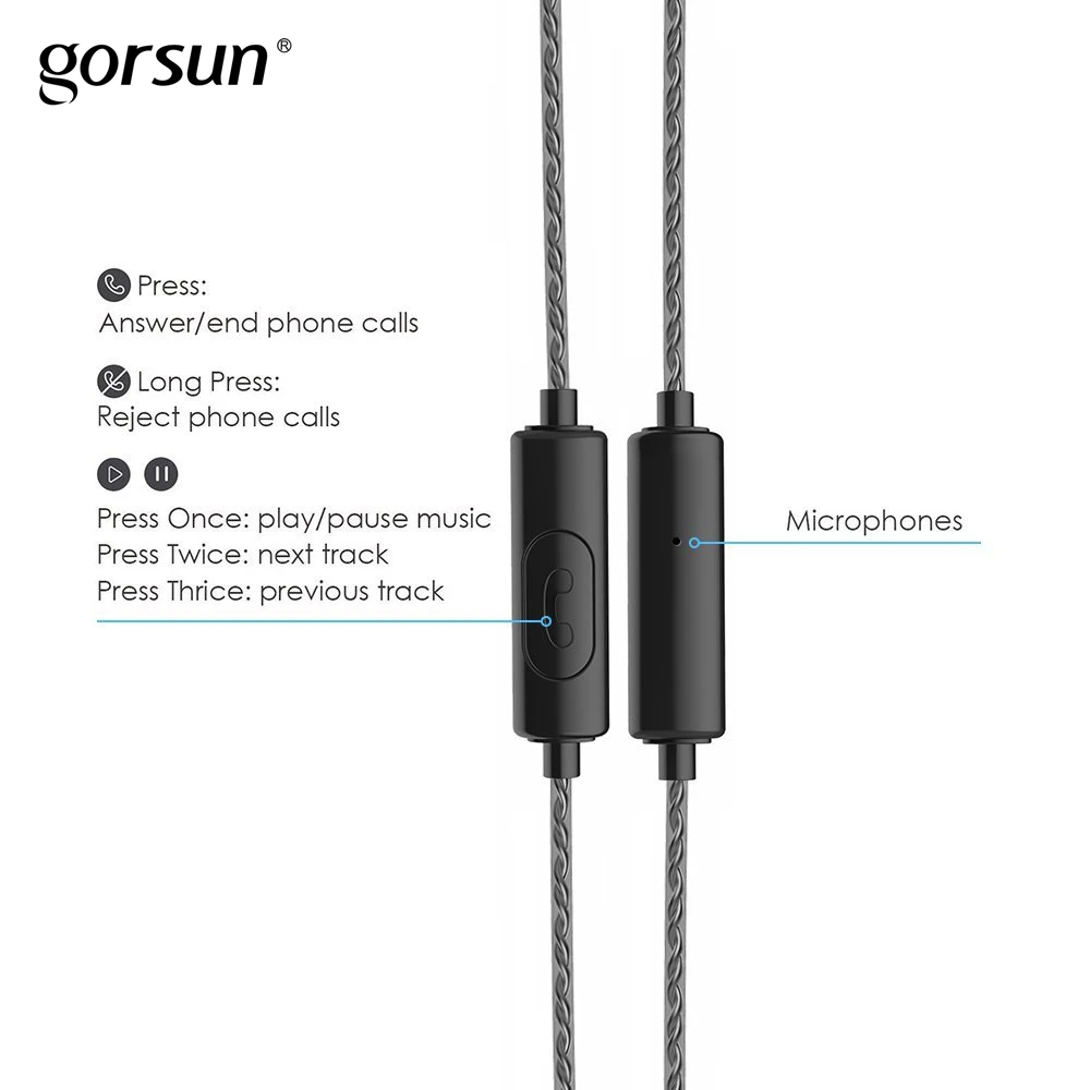 Gorsun C7 стерео наушники в ухо с микрофоном шумоподавление вкладыши глубокий бас