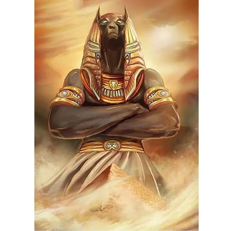 Полностью квадратная дрель 5D DIY Алмазная картина Anubis и пирамиды-старинный