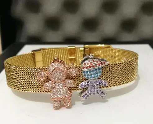 DIY модный браслет из нержавеющей стали, детский элемент, браслеты для женщин, циркониевые браслеты, ювелирные изделия в подарок