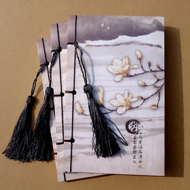 Винтажный КИТАЙСКИЙ ручной работы элегантный ноутбук с кисточками из