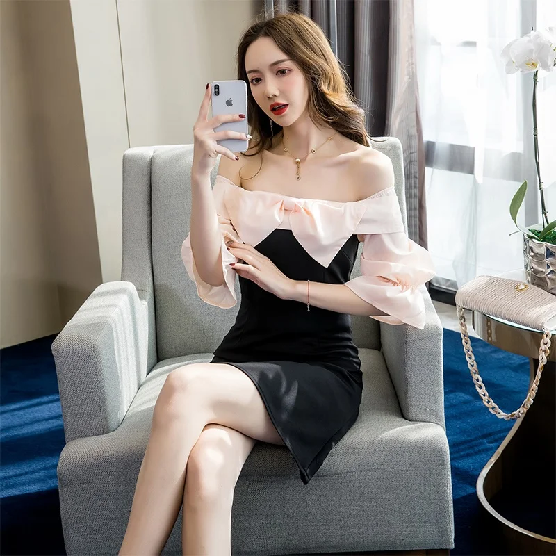 Короткое платье карандаш с открытыми плечами вечерние платья для выпускного