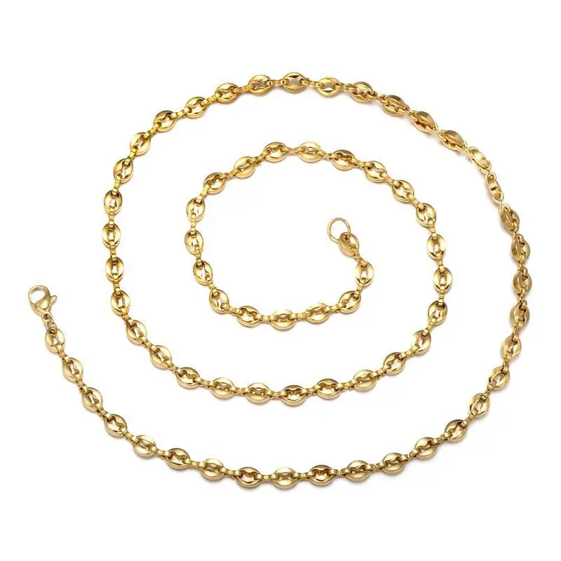 Оптовая продажа ювелирных изделий золотой цвет 60 см 316L Титановая Сталь Хип хоп
