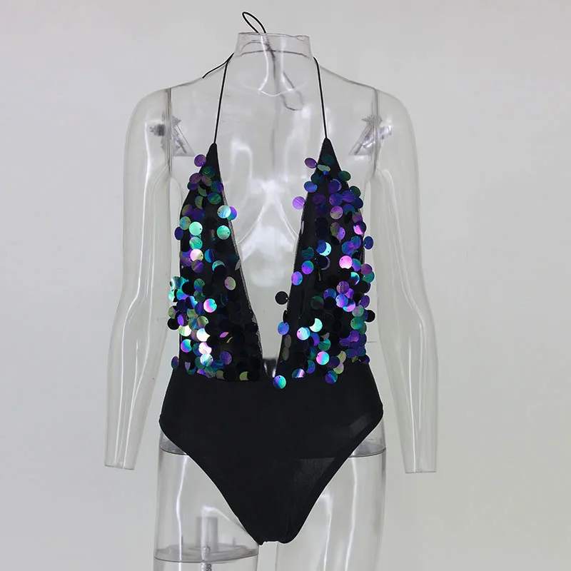 Santune розовый черный пикантные Для женщин боди Холтер спинки комбинезон с