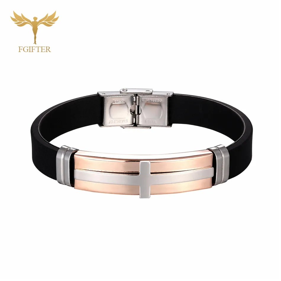 Cross bracelet Крест браслеты для женщин и мужчин ювелирные изделия из нержавеющей стали силиконовый браслет религиозная, христианская бижутерия - Окраска металла: Cross bracelet