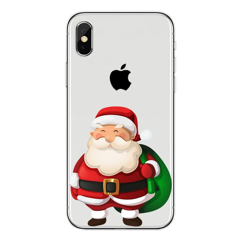 Прозрачный мягкий силиконовый чехол для телефона Apple iPhone X 8 8Plus 7 6 6S Plus 5S SE Санта