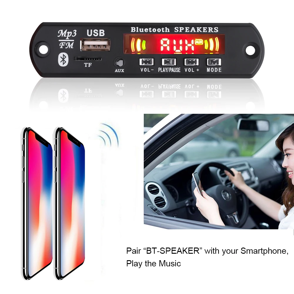 Автомобильный MP3 плеер с функцией громкой связи цветной дисплей V5.0 Bluetooth декодер