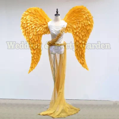 Мода Золото ангельские крылья Подиум шоу Опора Крылья ангела перо Витрина