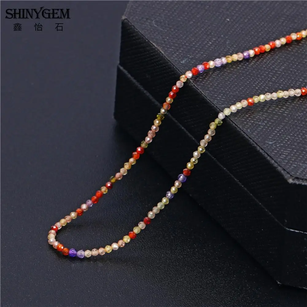 SHINYGEM граненая огранка Круглый Циркон Кристалл 2 мм/3 мм Разноцветные Бусы из стекла и камней для изготовления ювелирных изделий стразы бусины - Цвет: Rainbow