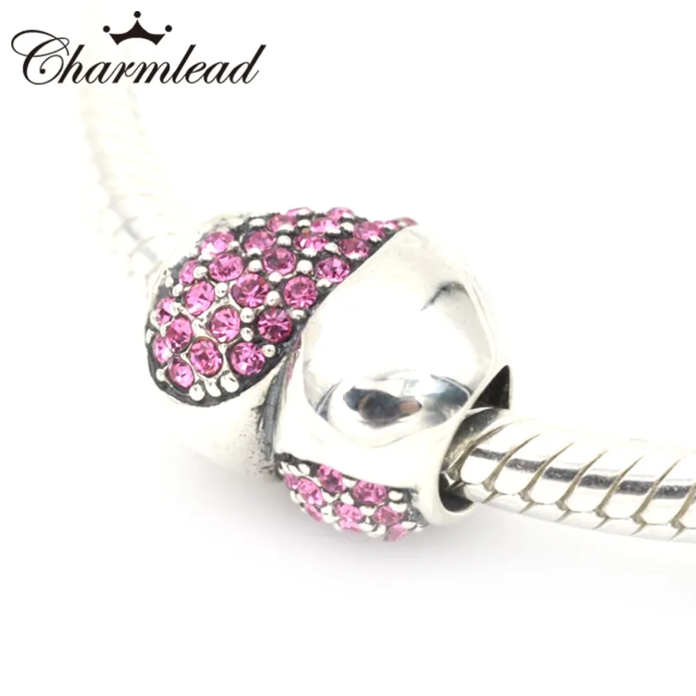 Шарм ярко-розовые блестящие подвески в форме сердца полугладкие бусины подходят