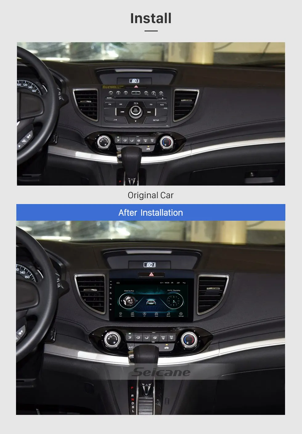 Seicane 9 дюймов Автомагнитола gps для 2011 2012 2013 Honda CRV с Bluetooth сенсорным экраном автостерео автомобильный мультимедийный плеер