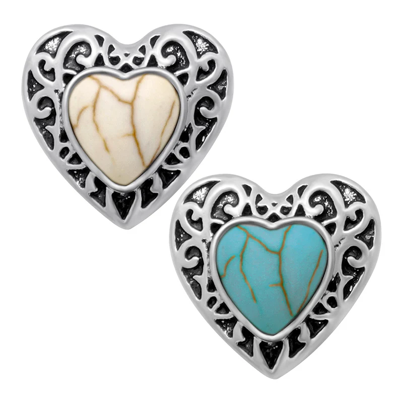 Лидер продаж KZ1172 очаровательные ретро-сердца 18 мм кнопки подходят для женских браслетов и ожерелий ювелирные изделия оптовая продажа модных женщин