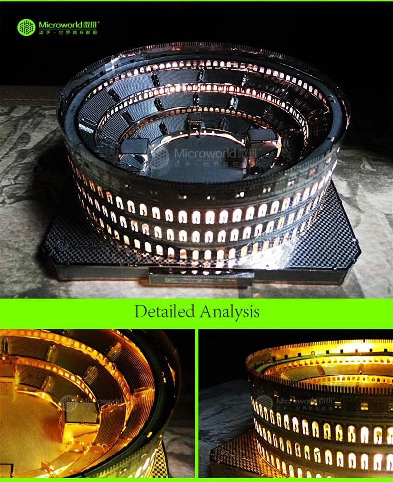 Металлическая нано головоломка MICROWORLD Colosseum 3D сборочная модель для взрослых
