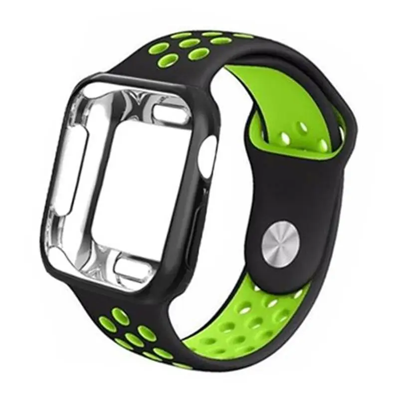 Стильный чехол + ремешок для apple watch Apple Watch band 44 мм 38 iwatch 42 40 спортивный силиконовый