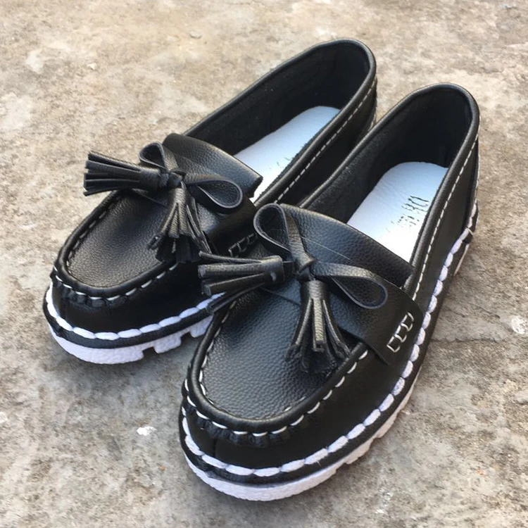 2017 Fashion Spring Women Loafers Creeper Shoes Round Toe Ladies Flat Woman Bow Tie Tassel Slip on Flats Casual | Обувь