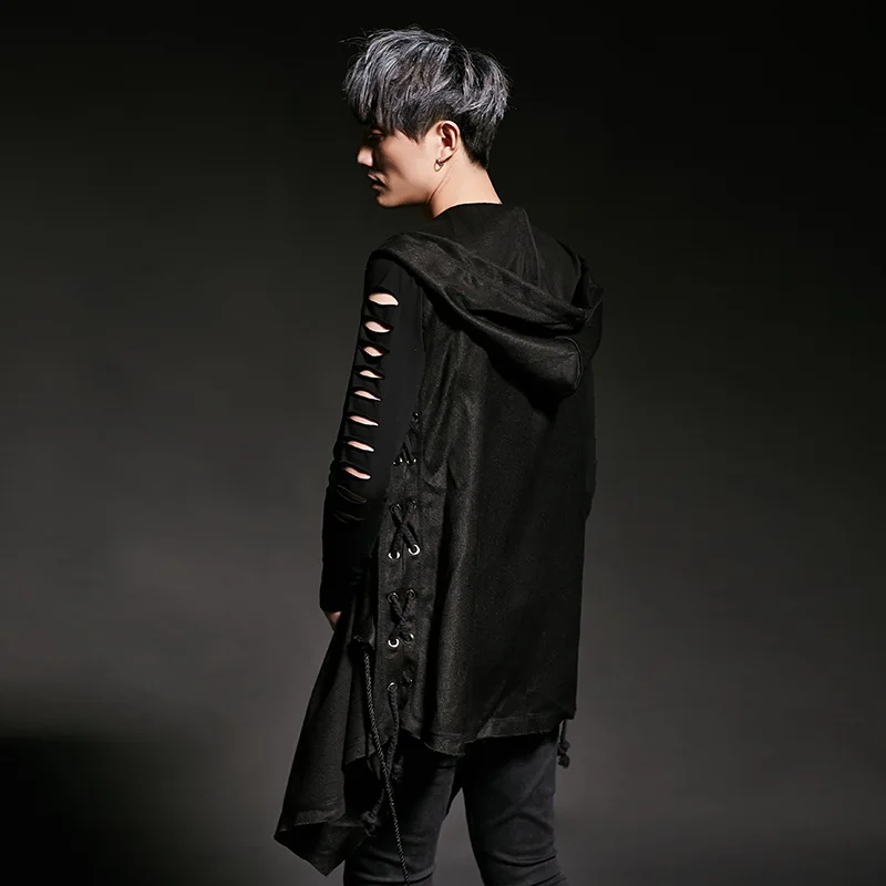 Мужской жилет с капюшоном Модный повседневный Свободный в стиле панк и готика