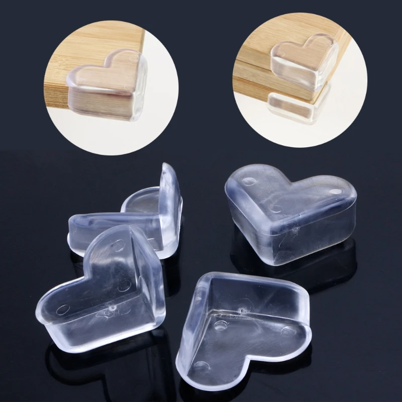 Protector de seguridad para ni&ntilde;os en forma de coraz&oacute;n, protecci&oacute;n para bordes de esquina, mesa de escritorio, cuidado de seguridad para beb&eacute;s, 4 Uds.-0