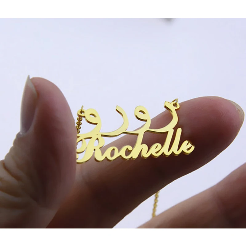 Золотой цвет персонализированные арабский и Английский имя ожерелье на заказ