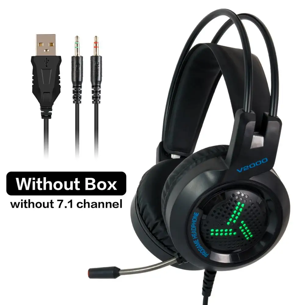 3.5mm Plug 7,1 игровая гарнитура с объемным звуком, с микрофоном, светодиодный, красочные игровые наушники, басы, стерео, для Xbox One, PS4, компьютера, PUBG Gamer - Цвет: 3.5mm Plug