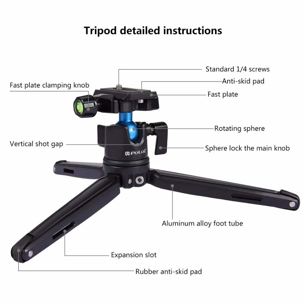 PULUZ Pocket Mini Tripod Desktop Camera/Video With 360 degree Ball Head Holder Mount Macro Monopod for Canon Nikon Sony | Электроника