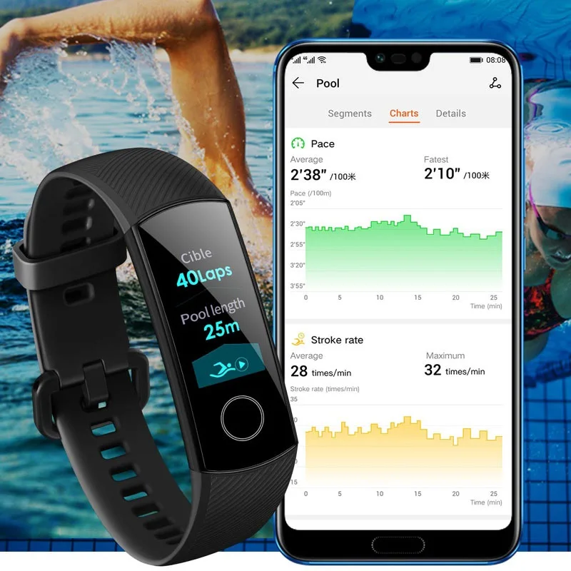 Фитнес браслет HONOR Band 4 смарт часы водонепроницаемые отслеживают активность в