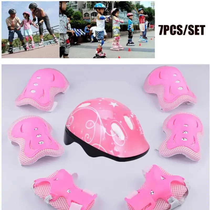 7 шт. Детские налокотники на запястье наколенники велосипедный шлем детская