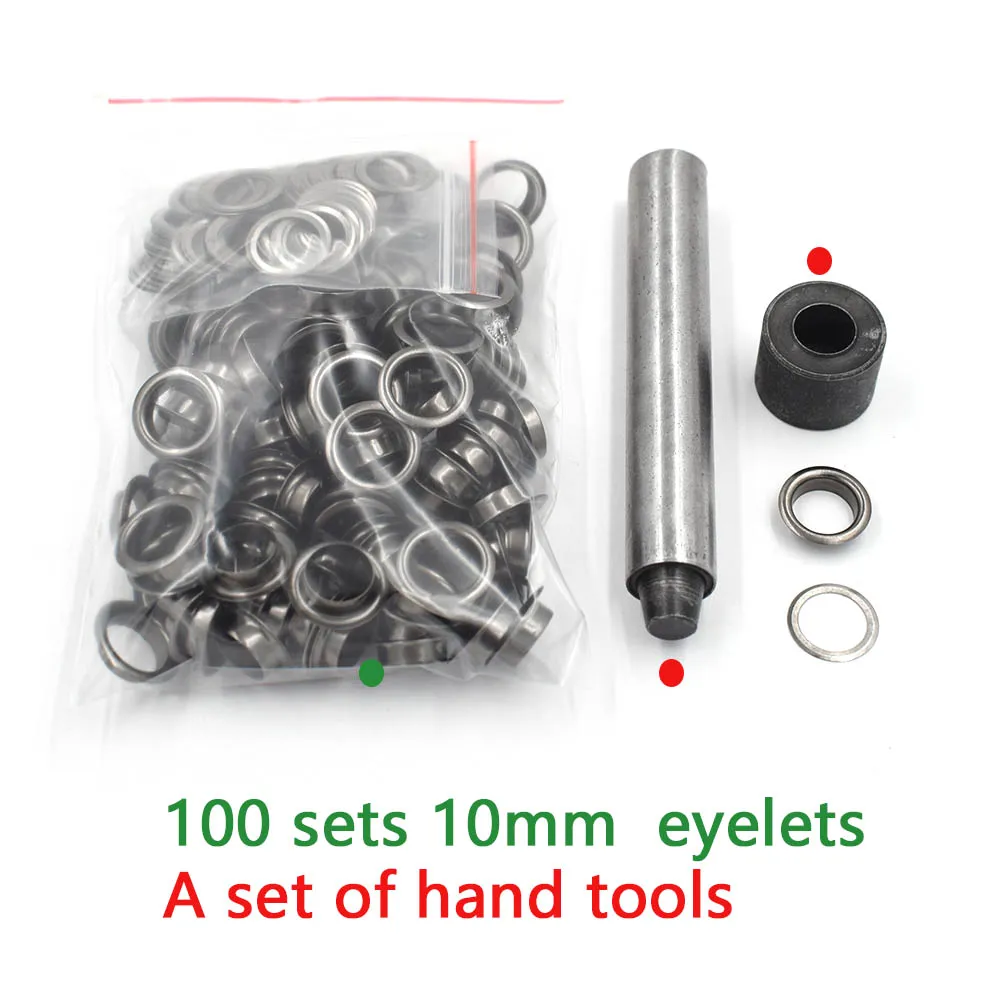 eyelet and hand tool 100 шт./лот) Внутренний диаметр 10 мм люверсов. Газовый кнопки. Коробка для обуви поры. Полые заклепки. Отверстие для веревки. Металлические поры - Цвет: eyelet and hand tool