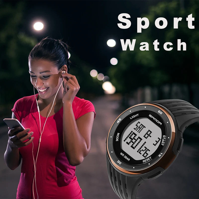SANDA 338 Fashion Sport Watch Women Electronic LED Digital Watch Waterproof Ladies Wrist watches montre femme relogio feminino