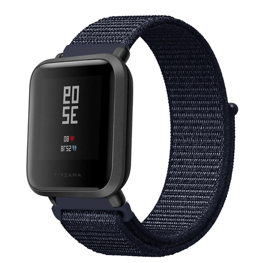 Dark Blue DKPLNT яркие часы с нейлоновым браслетом ремешок с быстроразъемным ремешком для часов Amazfit Bip для Xiaomi Huami Amazfit Pace браслет 20 мм - Цвет: Dark Blue