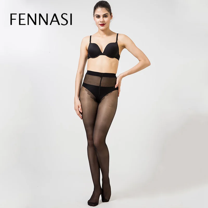 

FENNASI 3 Pieces Women's Tights BIKINI Crotch Transparent Sexy Pantyhose Female Erotic Compression Nylons Lady Tights Black