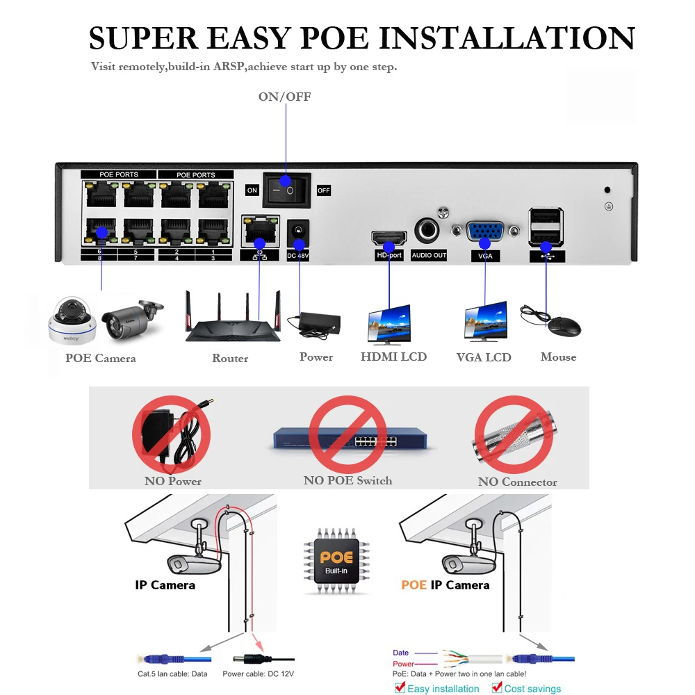 AZISHN H.265 8CH 4MP POE NVR комплект аудио звук система видеонаблюдения 4.0MP купольная ip-камера безопасности P2P Крытый Открытый комплект видеонаблюдения