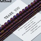 WLYeeS полированный фиолетовый матовое покрытие гематит бусины 4 6 8 10 мм натуральный камень свободный Бисер для изготовления ювелирных браслетов DIY аксессуары