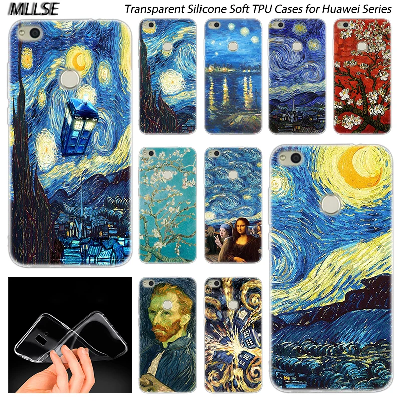 Популярный Мягкий силиконовый чехол Van Gogh Tardis для Huawei NOVA 3 3i 4 Honor 7A Pro 7S 6X 7X 8X 8 9 10 Lite