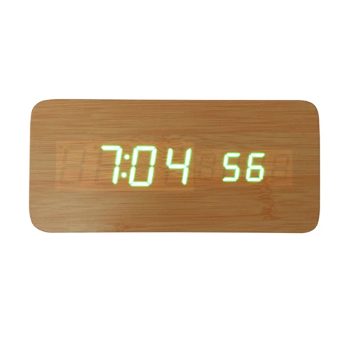 bamboo-board green Звуковое управление будильники Деревянные Часы светодиодный дисплей деревянные часы с календарем/секунда цифровые часы - Цвет: bamboo-board green