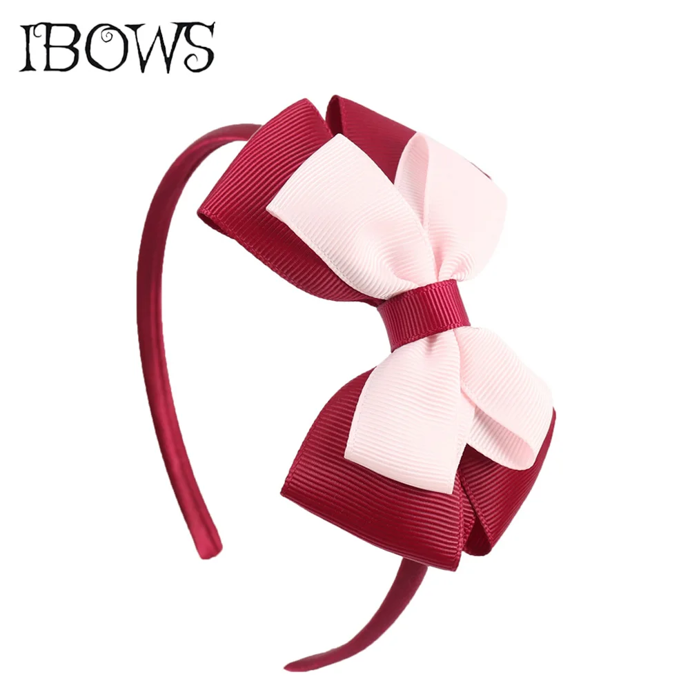

New Fashion Layered Hairbands Solid Grosgrain Ribbon Bows Headband Handmade Boutique Hairhoop Hair Accessories For Women Girls
