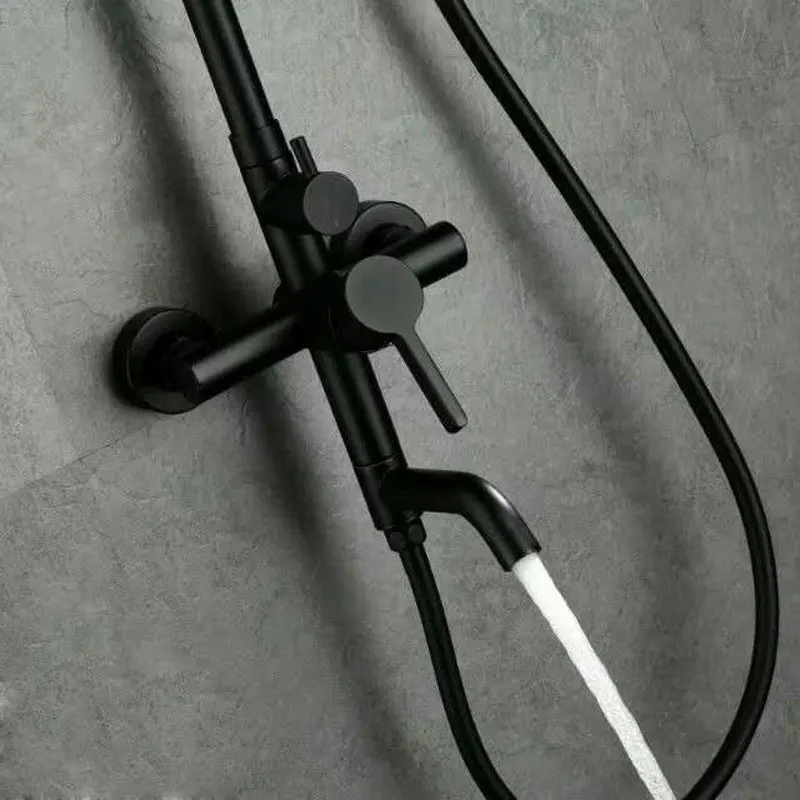 Черный душевой набор латунный смеситель с одной ручкой для ванной комнаты душа
